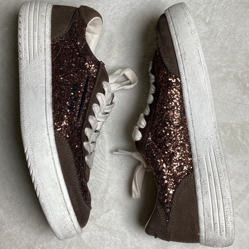 Ghoud Venice Low‑Top Sneakers, Chocolate Brown Glitter/Suede, EU 36, Italian - Picture 4 of 9